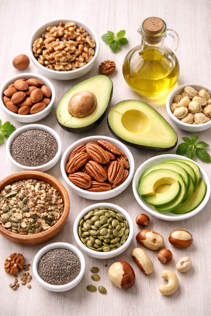 abacate e azeite de oliva como fontes de gorduras boas